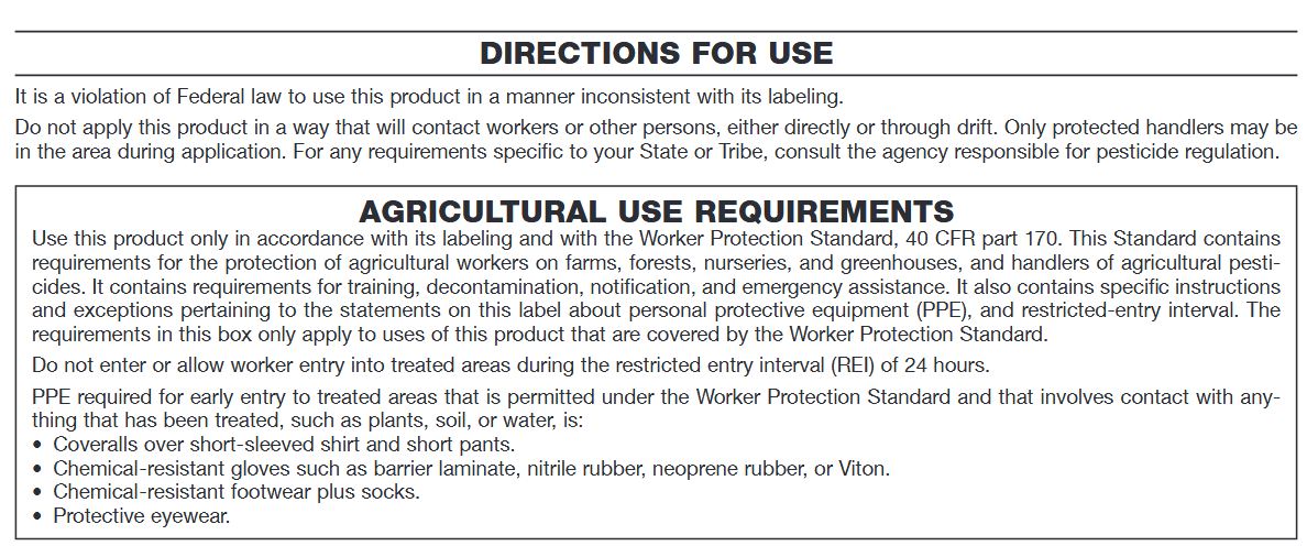 sample agricultural use requirements on pesticide use label