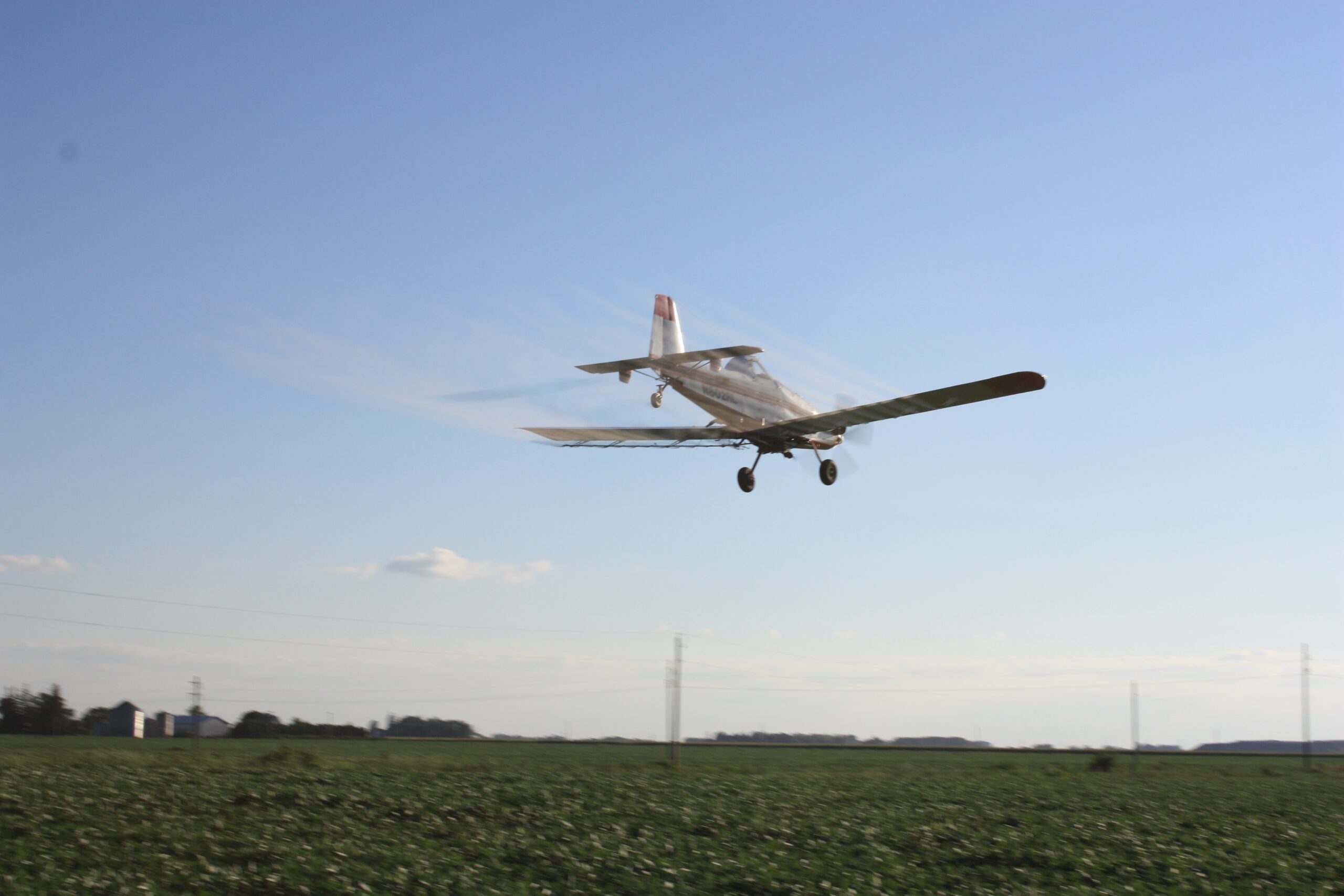 Pesticide drift from a spray plane
